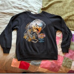 1989 Harley Davidson Vintage Eagle Engine Crewneck Biker Motorycle Sweatshirt
